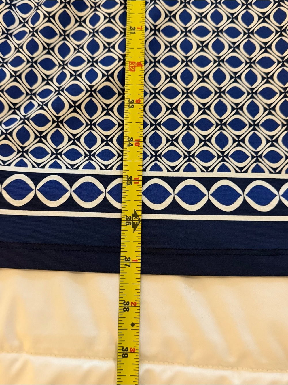 Talbots Navy & White Geometric Long Sleeve Wrap-Style Dress - Picture 5 of 11